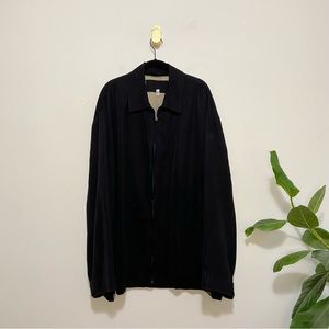 Ermenegildo Zegna Black Silk Blend Zip Up Lightweight Jacket